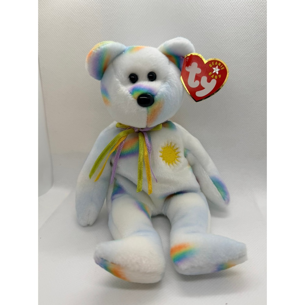Ty Beanie Baby Cheery the Bear Rainbow Sun 2000 8th Gen Heart Tag Mint Condition